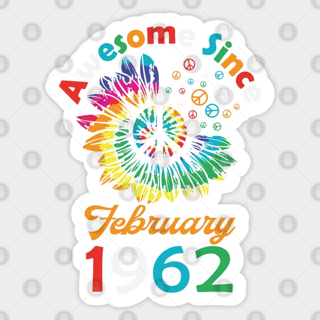 Funny Birthday Quote, Awesome Since February 1962, Retro Birthday Sticker by Estrytee